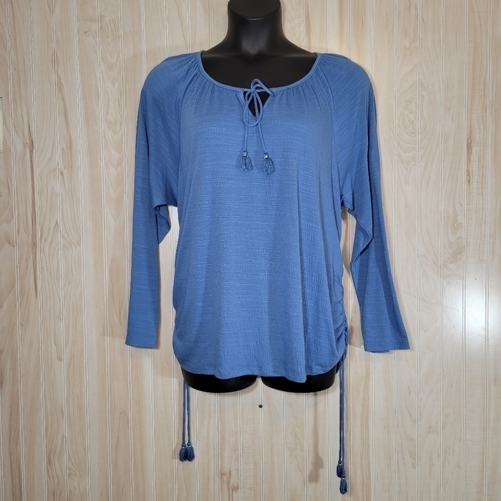 Style & Co Blue Relaxed Blouse Top with Cinched Sides Sz XXL